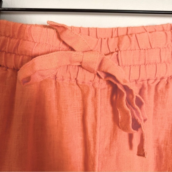 J. Crew Apricot Orange Linen Cropped Pull On Pants Size Large Lagenlook Beachy - Picture 4 of 12